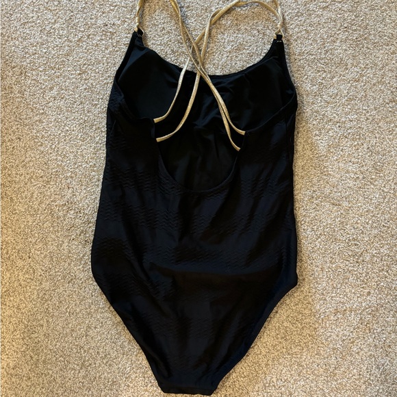 Aerie black one piece women’s swim suit with gold straps - Picture 2 of 2